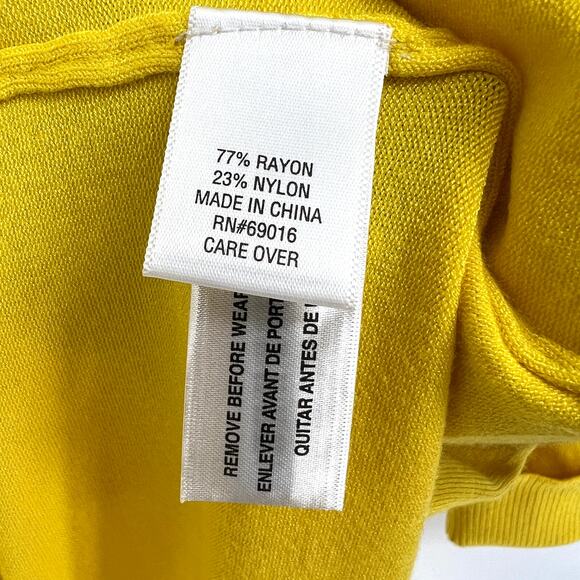 Laura Ashley Yellow Cardigan Sweater Size L ¾ Sleeve - Picture 4 of 7